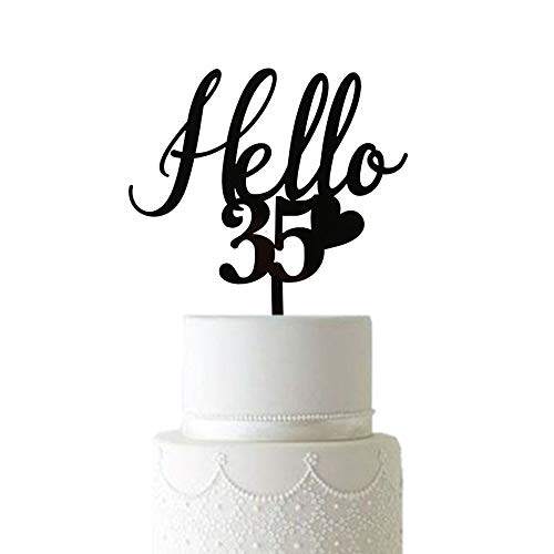 hello 35 cake topper, thirty-five years old birthda