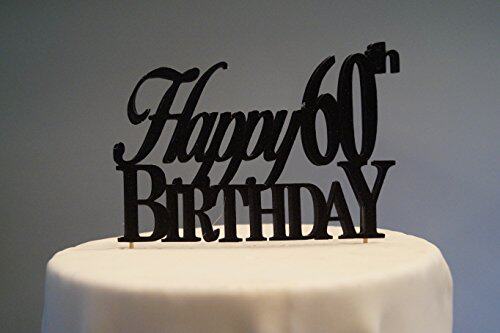 black happy 60th birthday cake topper 黑色60生日快乐