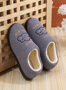 新款拖鞋冬季男女加绒棉鞋保暖加厚妈妈鞋软底厚底居家防滑毛毛鞋