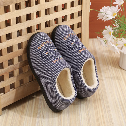 新款拖鞋冬季男女加绒棉鞋保暖加厚妈妈鞋软底厚底居家防滑毛毛鞋