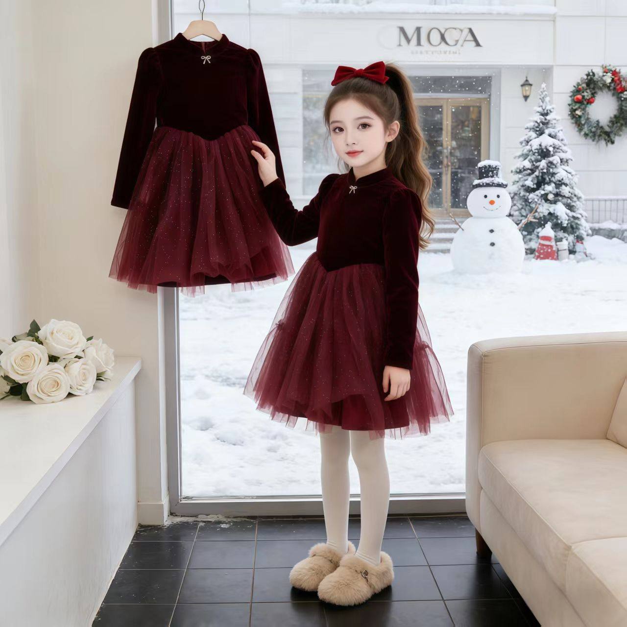 女童丝绒连衣裙冬季洋气蓬蓬纱裙新年加厚公主礼服裙女大儿童装。,童装/婴儿装/亲子装,连衣裙,淘宝优惠券,粉丝福利购,淘宝优惠卷