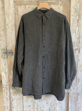 现货Garment日本小众设计复古文艺宽松深灰色衬衫