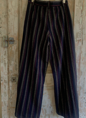 现货BALIA意大利高端品牌小众设计休闲蓝紫色羊毛混纺西裤