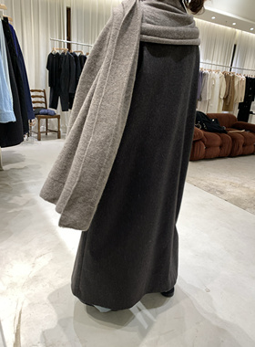 现货Factory日本品牌设计师纯羊绒浅棕色披肩大围巾