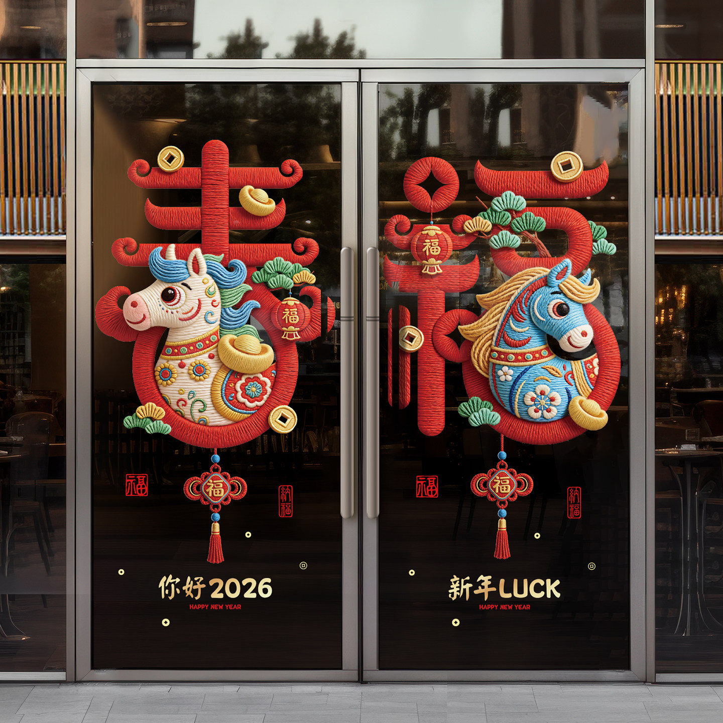 马年福字玻璃贴静电贴纸2026新款立体感窗花商场橱窗过年春节布置,节庆用品/礼品,福字/窗花/窗贴,淘宝优惠券,粉丝福利购,淘宝优惠卷