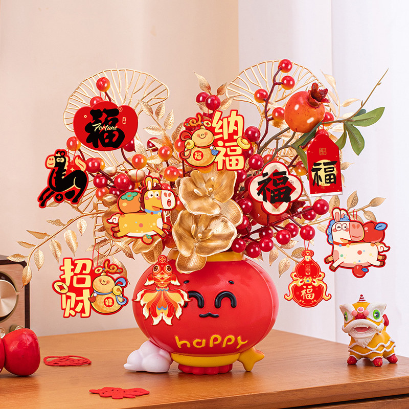 马年装饰2026新款发财果福桶摆件