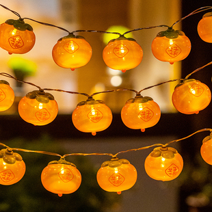 柿子小灯笼串灯2026马年新款春节新年室内装饰品贺年过年彩灯布置