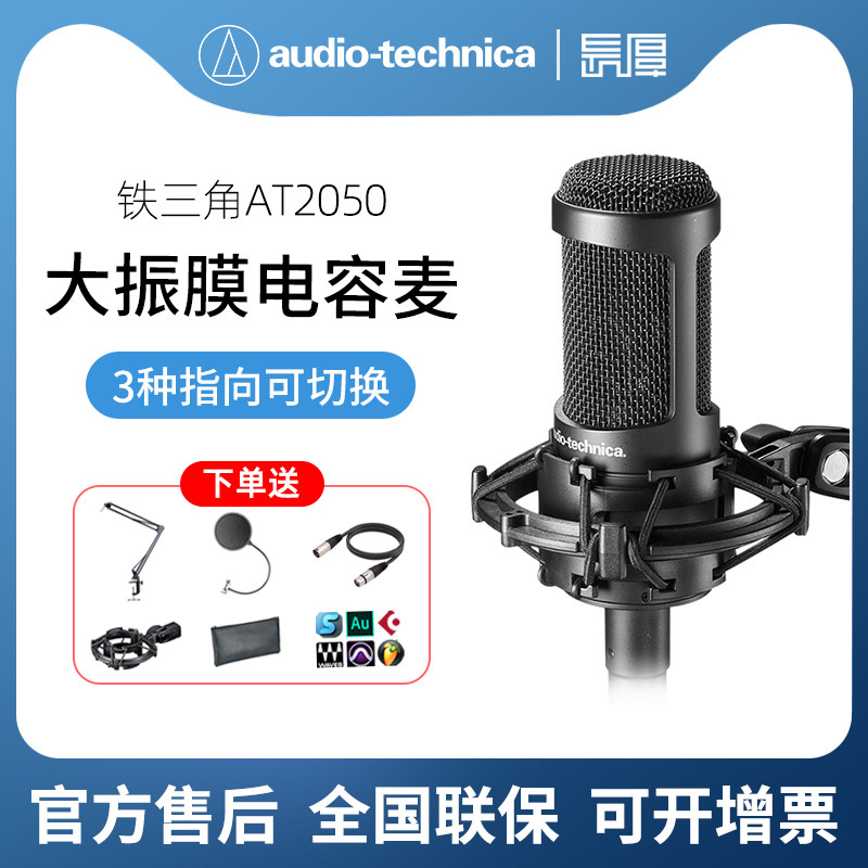 Audio Technica/铁三角 AT2050 双大振膜电容麦克风直播录音话筒