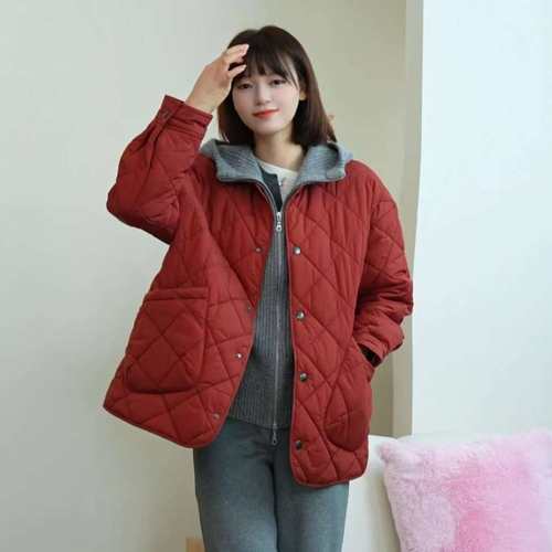 哥家商场同款2025秋冬新款保暖圆领宽松轻薄雪丽菱格棉服5400730