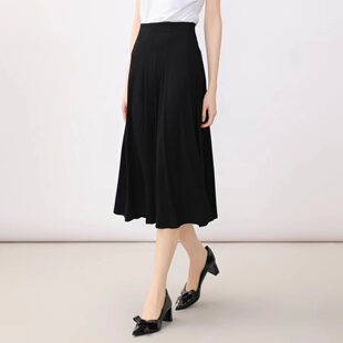 哥家商场同款春秋新款大裙摆A字裙极简穿搭高腰半身裙女装120039
