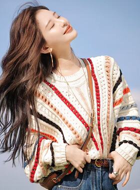 哥家商场同款2025秋冬新款少女感穿搭镂空钩花针织开衫套头女毛衣