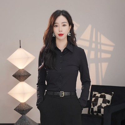 哥家商场同款2025秋冬新款莫代尔修身四季款长袖衬衫女装1300820