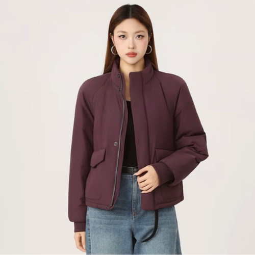 哥家商场同款2025冬款宽松加厚新款轻薄雪丽棉服保暖外套女540051