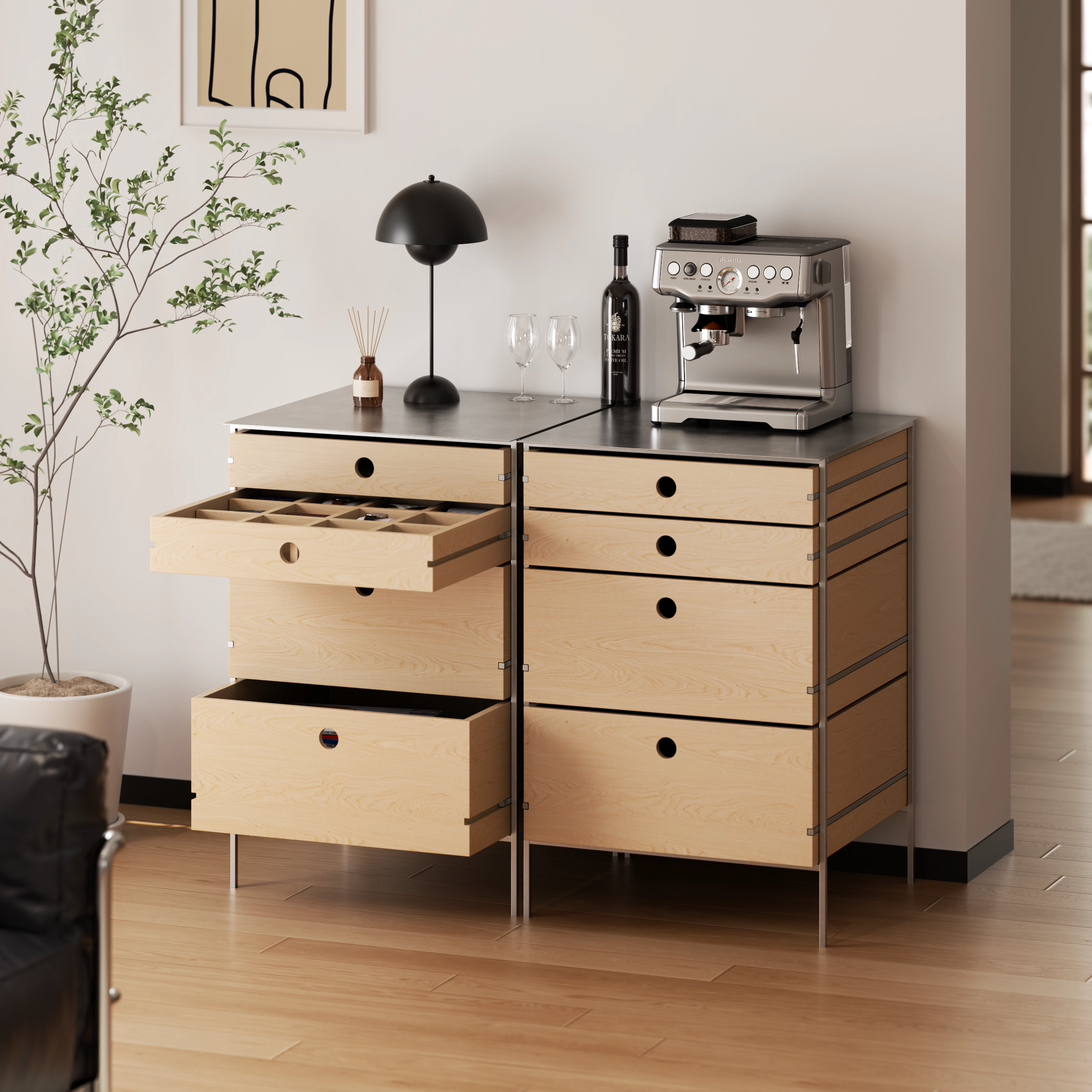 中古风收纳柜带分格斗柜原木色不锈钢咖啡柜简约柜子实木储物柜,住宅家具,斗柜,淘宝优惠券,粉丝福利购,淘宝优惠卷