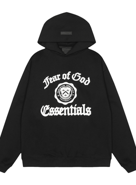 FOG ESSENTIALS小众美式潮牌秋冬加绒男士情侣徽章连帽卫衣帽衫女