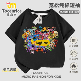 波比的游戏时间衣服poppyplaytime夏季男童装周边T恤儿童新款短袖