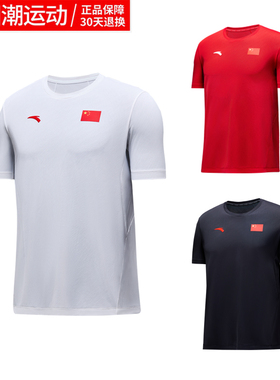 安踏24款中国国家队国旗款运动T恤男女短袖速干冰肤透气452430101