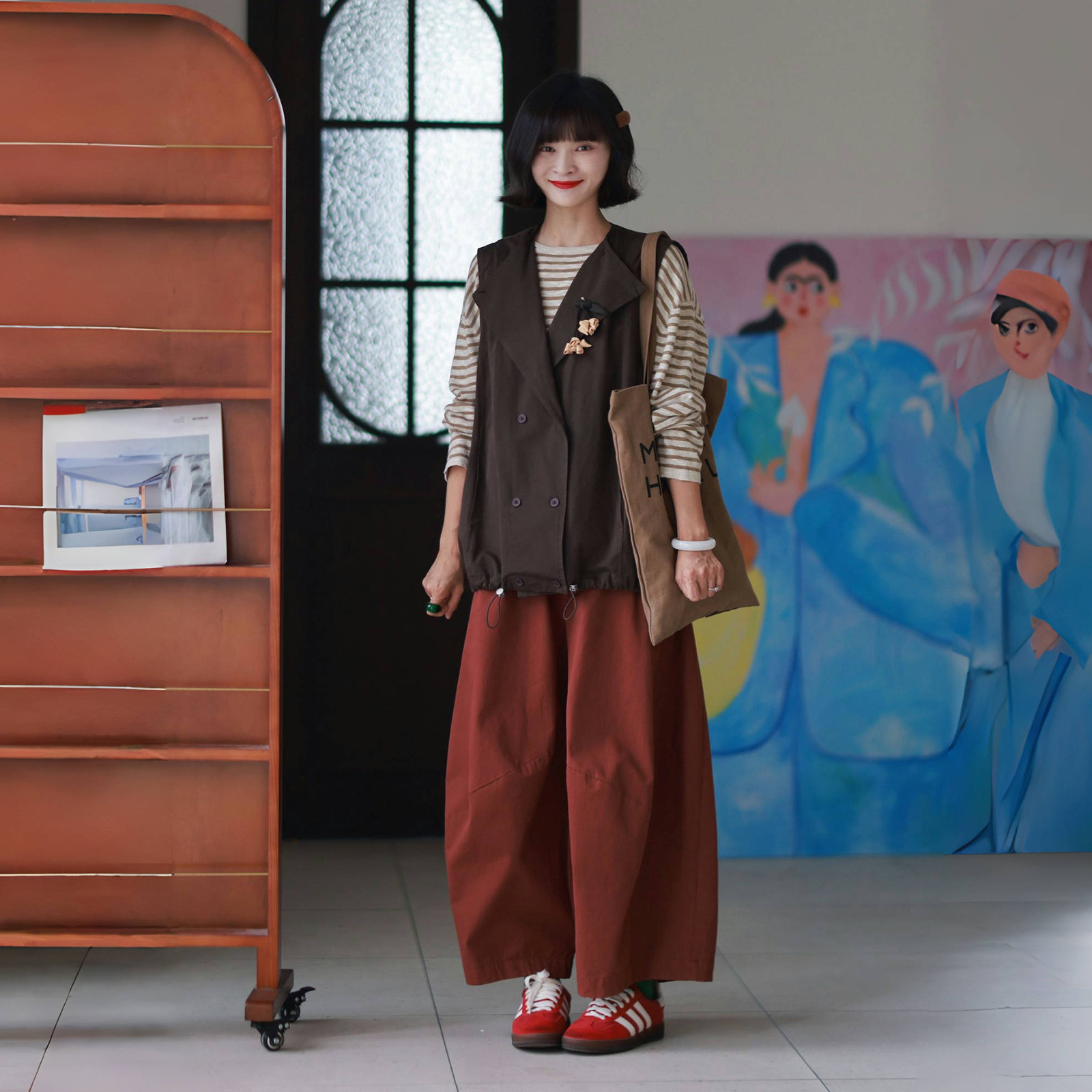 墨黛原品女装2025秋季新品廓形纯棉设计感宽松休闲裤百搭气球裤