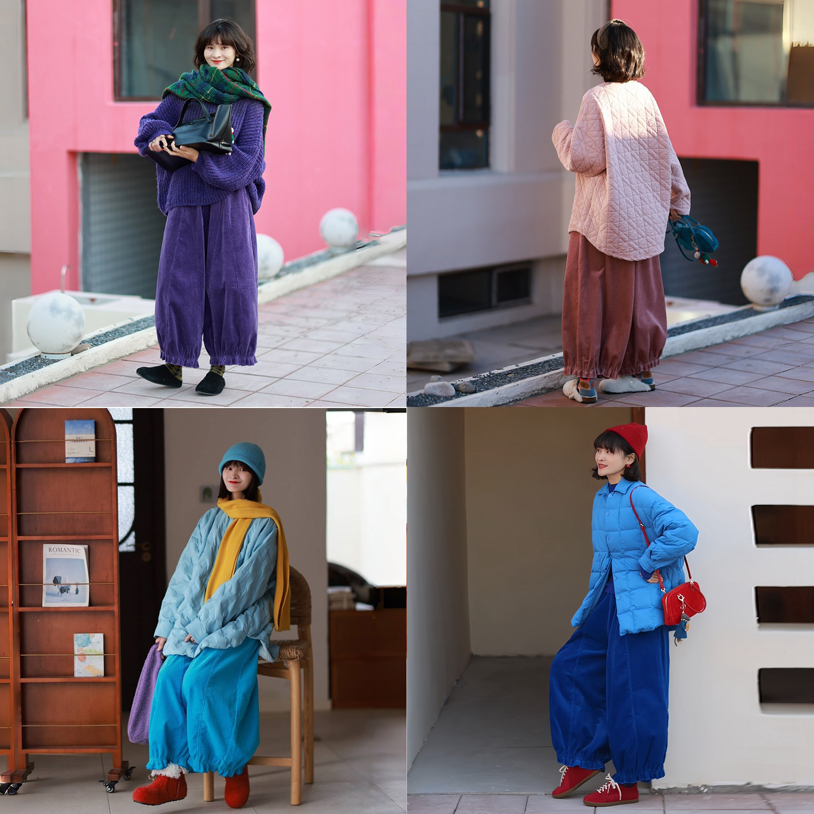 墨黛原品女装2025冬季新品匹马棉休闲慵懒宽松森系复古花边灯笼裤