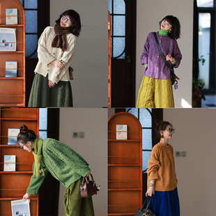 外套毛衣 羊毛棉混纺毛线衣厚实针织衫 墨黛原创女装 2025秋冬新品