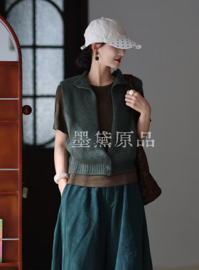 墨黛品质女装2026秋季新品显瘦后背镂空百搭背心毛衣马甲针织上衣