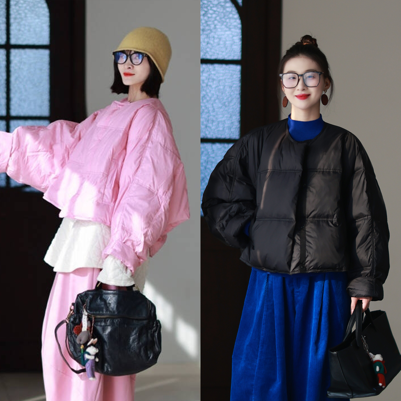 廓形圆领宽松柔软羽绒服