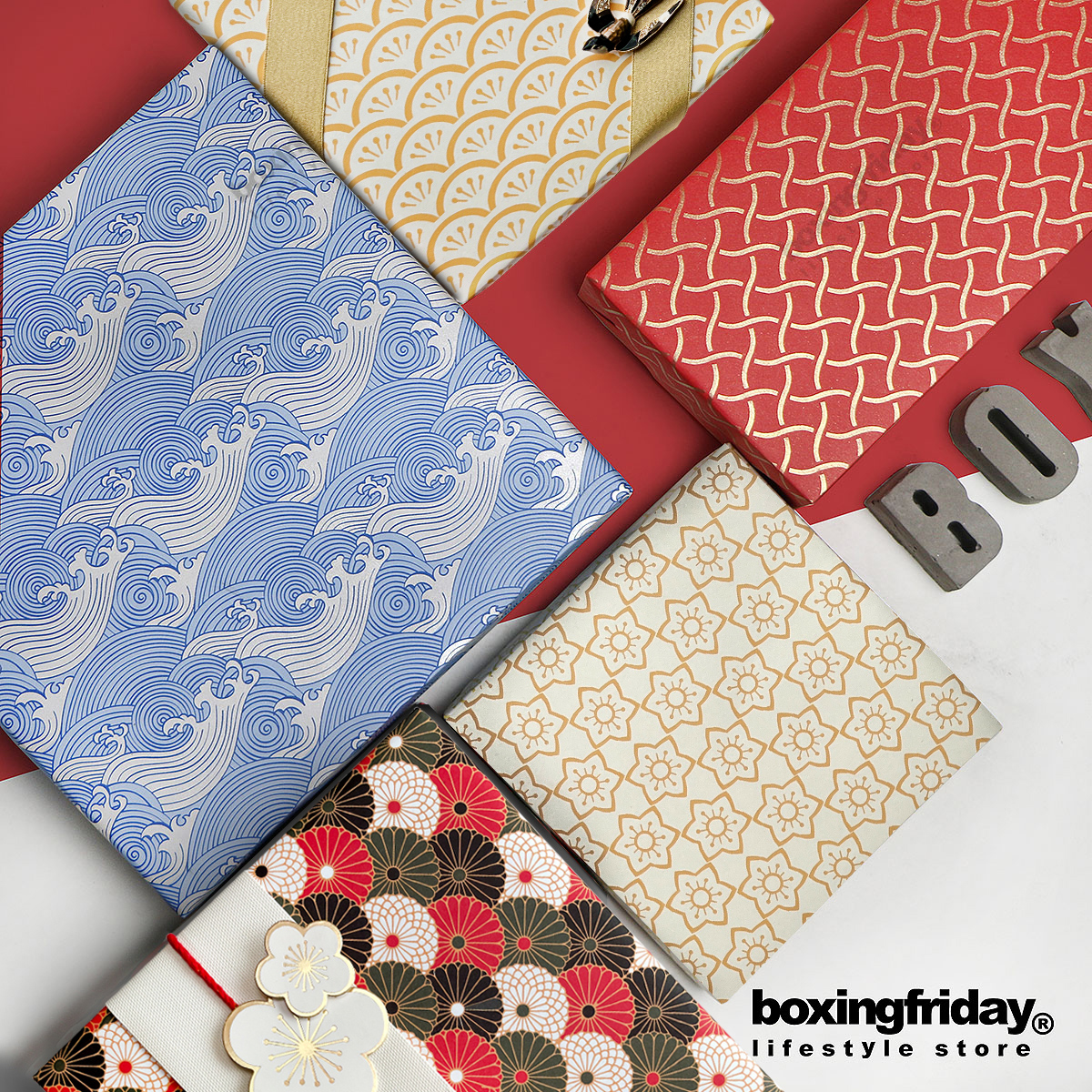 日式情侣礼物包装纸生日高级奢华