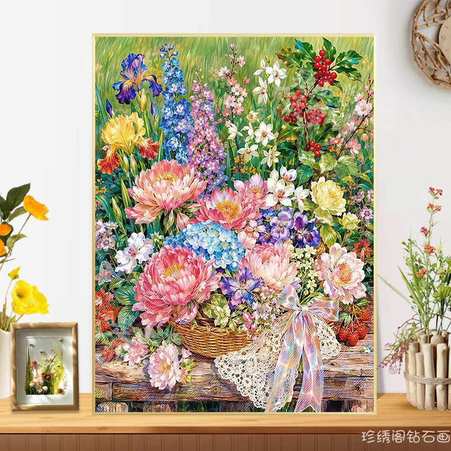 5d生如夏花钻石画方钻2026新款花篮鲜花贴砖石秀十字绣治愈系花卉