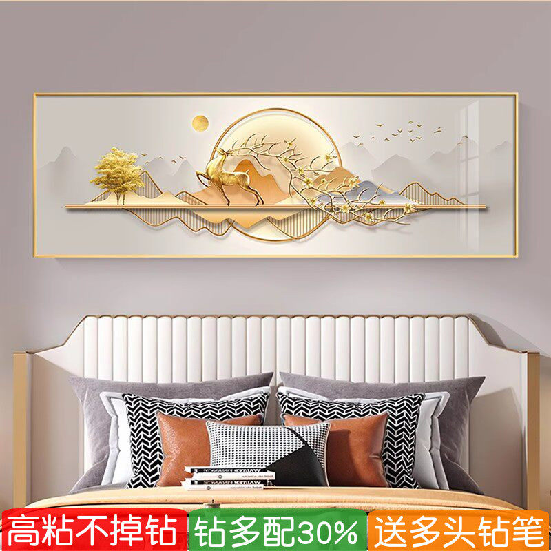 招财鹿钻石画2026新款高级感大尺寸客厅发财树粘贴满钻十字绣卧室