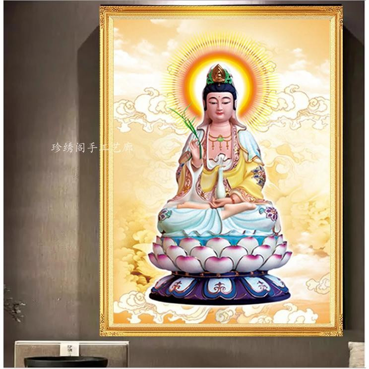 5d滴水观世音菩萨钻石画2025新款中堂佛像满贴粘砖点钻十字绣刺绣