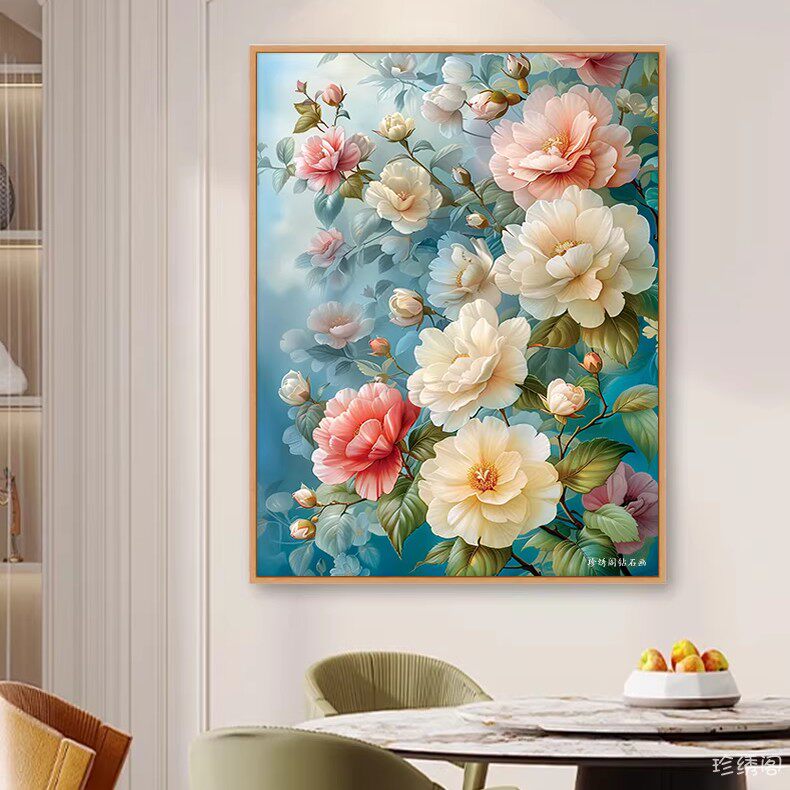 5d陌上繁花钻石画2026新款小清新花朵粘砖贴钻十字绣餐厅花开富贵