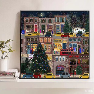 5d圣诞节钻石画满钻新款 卧室粘点砖石秀十字绣贴钻画手工客厅 美式