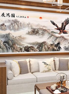 2026年新款钻石画方钻大展宏图老鹰客厅点砖贴满钻十字绣办公室大