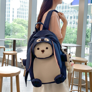 可爱玩偶书包ins小众初中女生小学生大容量女童卡通丑萌双肩包
