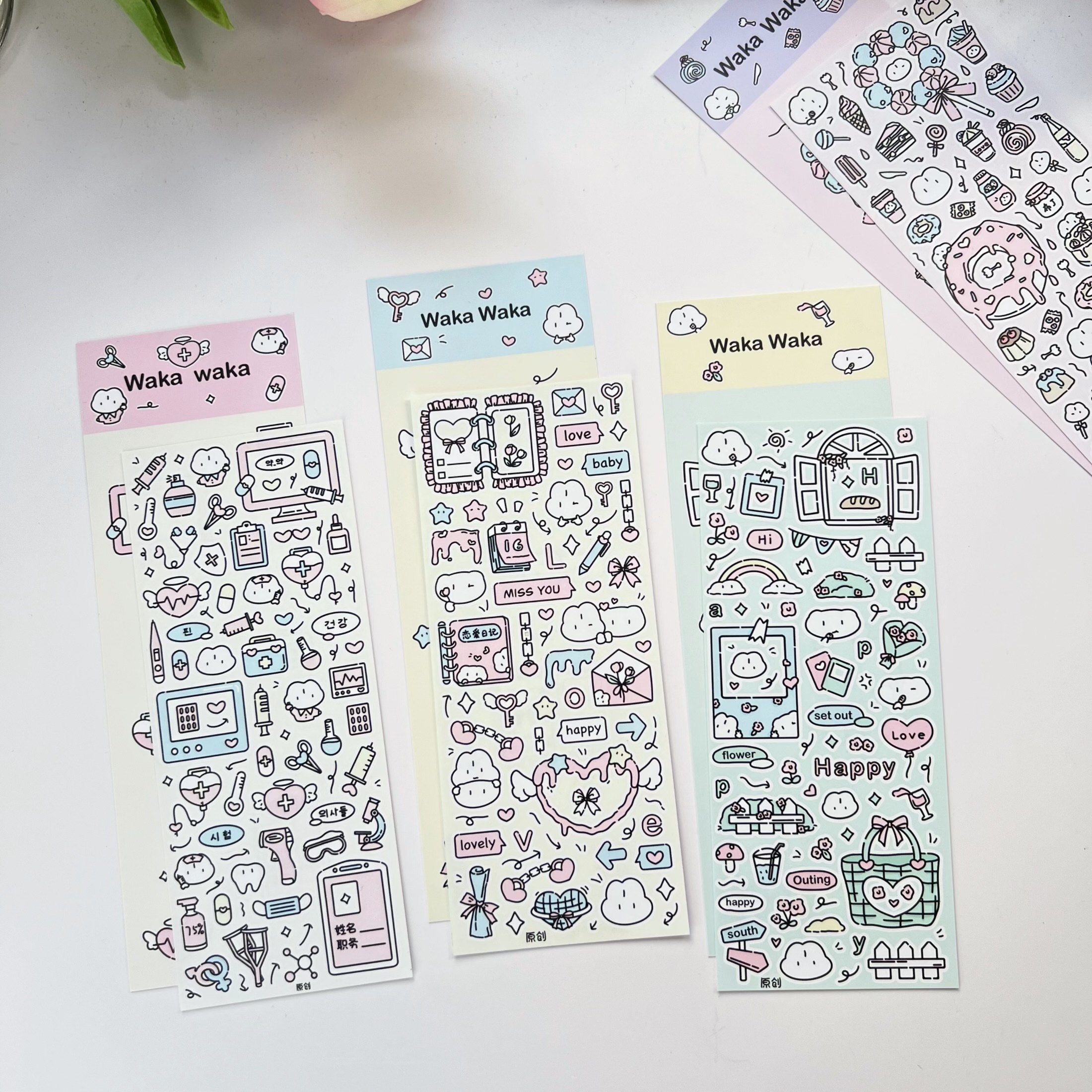 国产原创漫画涂鸦风deco咕卡贴纸卡通线条diy手帐装饰素材贴纸