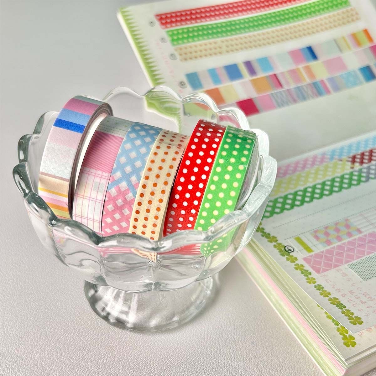 ins风5m波点胶带彩色元素限定和纸特油1cm手帐基础打底拼贴素材