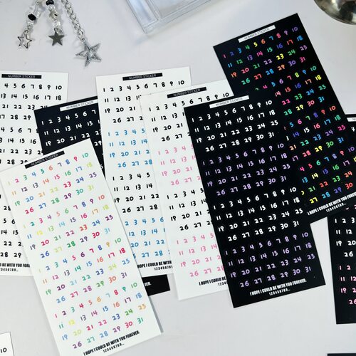 原创数字基础百搭款咕卡贴纸