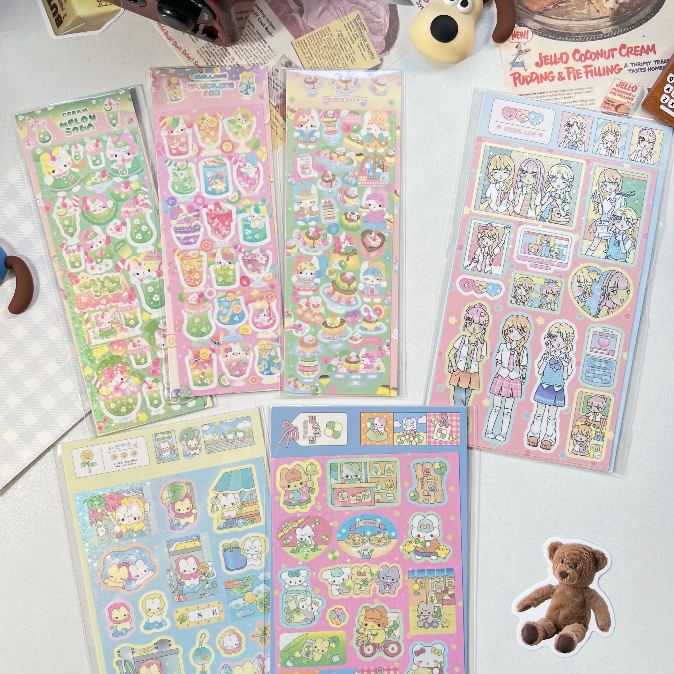 布丁果汁兔兔女孩咕卡贴纸镭射