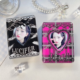 ins复古暗黑羽毛玫红链条3寸拍立得相册甜酷追星爱豆专辑小卡收纳