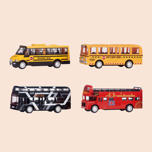 仿真回力巴士车校巴大巴客车观光旅游车城市公交车儿童玩具礼物