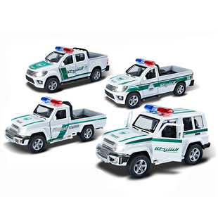 仿真合金回力声光皮卡警车SUV警察巡逻车模型灯光音乐儿童玩具