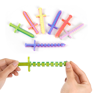创意3D打印彩色锁链伸缩剑趣味减压解压整蛊新奇儿童玩具礼物