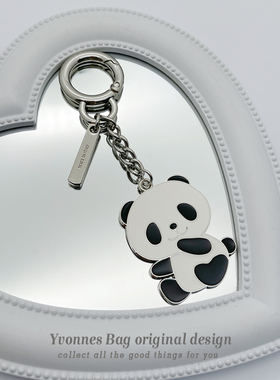 ins小众熊猫精致金属钥匙扣挂件