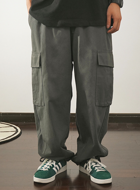 TMOR春夏日系复古宽松水洗抽绳束脚直筒裤cityboy街头工装休闲裤
