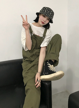 TMOR秋冬美式工装风背带裤小个子宽松阔腿休闲长裤男女日系