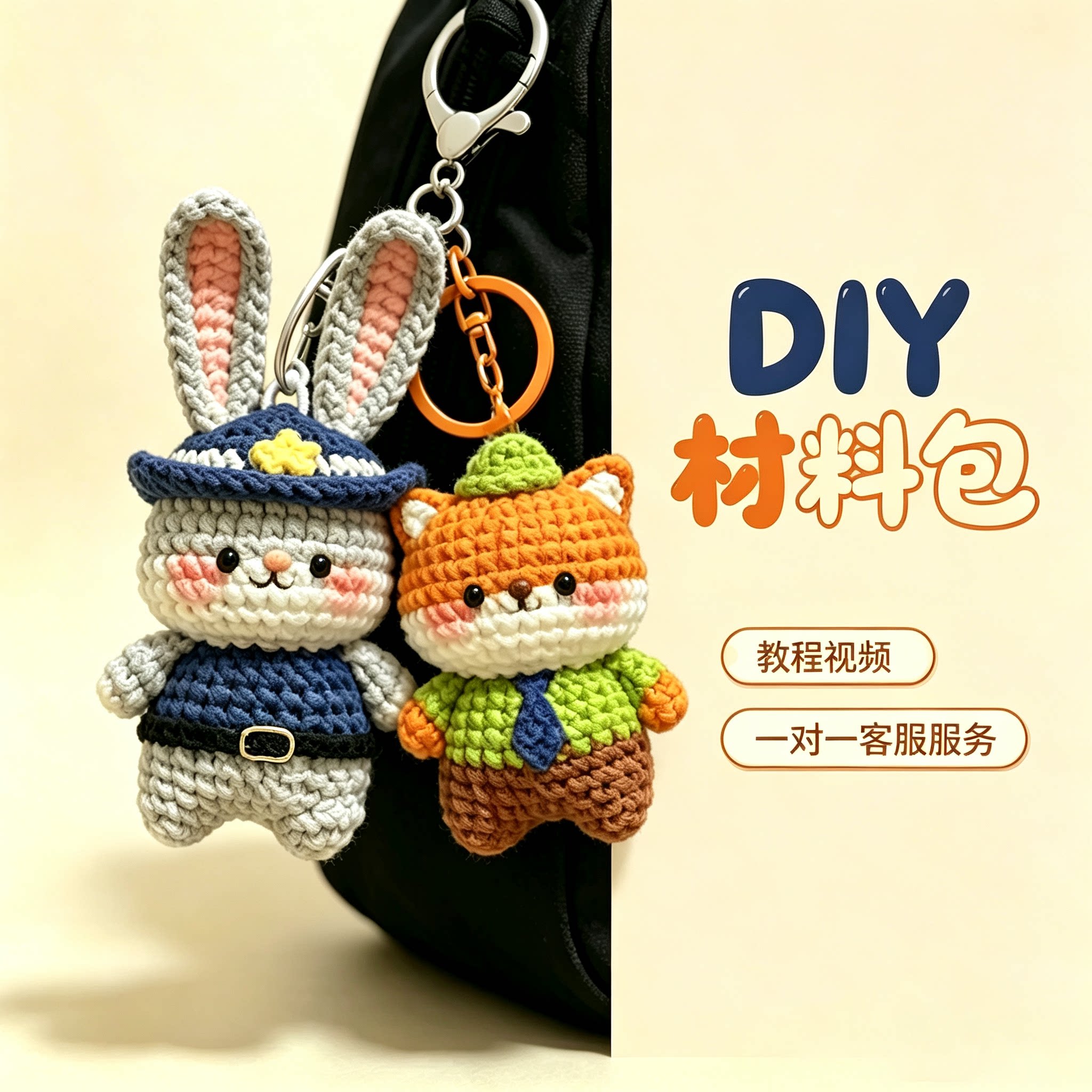 diy材料自制编织钥匙扣