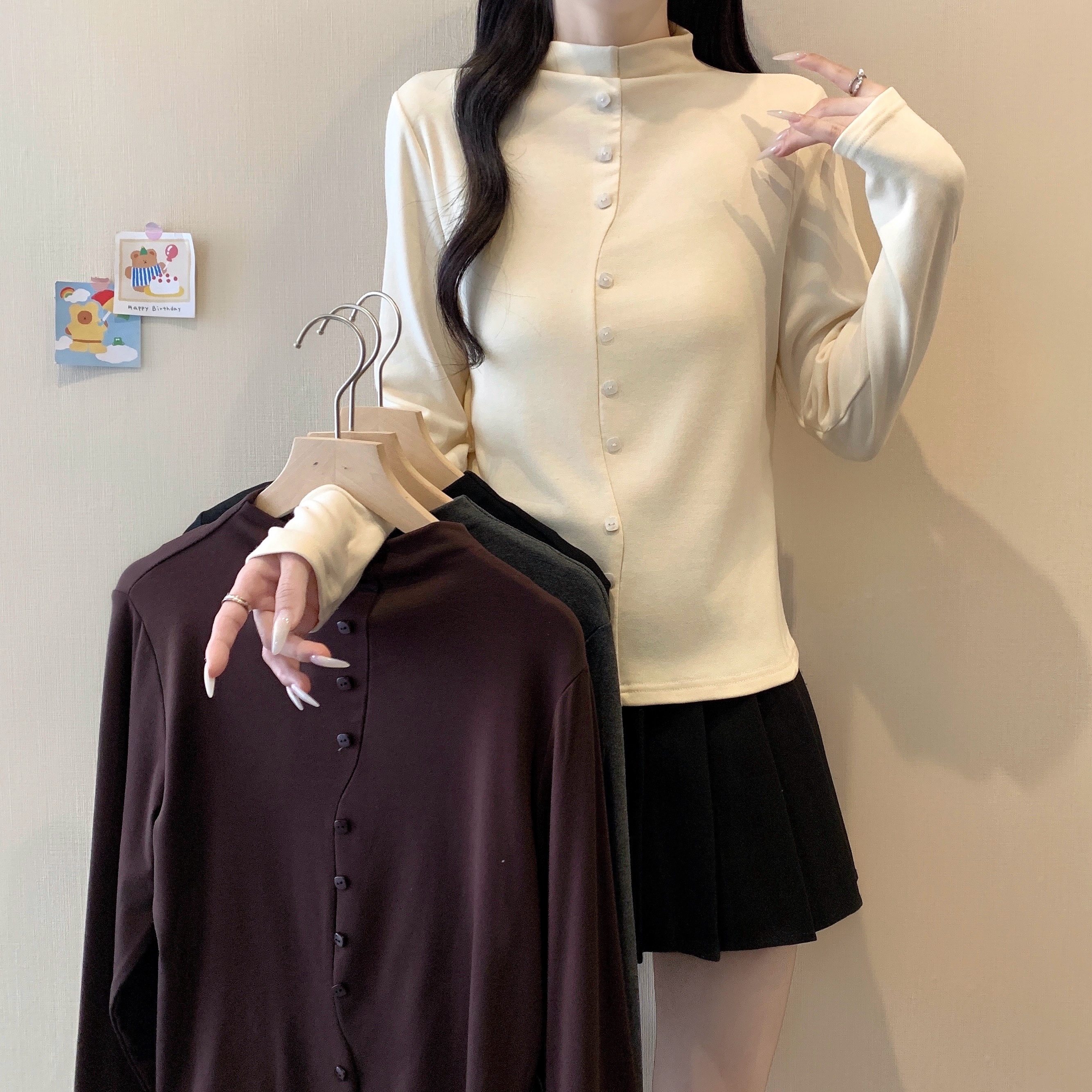 大码女装新款秋冬基础课半高领内搭保暖长袖上衣