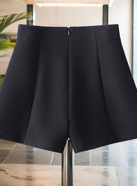 2025夏季新款黑色阔腿西装短裤女小个子a型显瘦高腰宽松裤子外穿