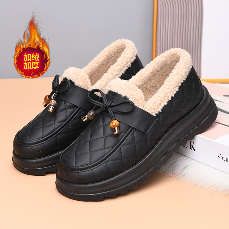 冬季新款妈妈鞋老北京布鞋女加绒保暖厚底一脚蹬豆豆外穿毛毛棉鞋,女鞋,传统布鞋,淘宝优惠券,粉丝福利购,淘宝优惠卷