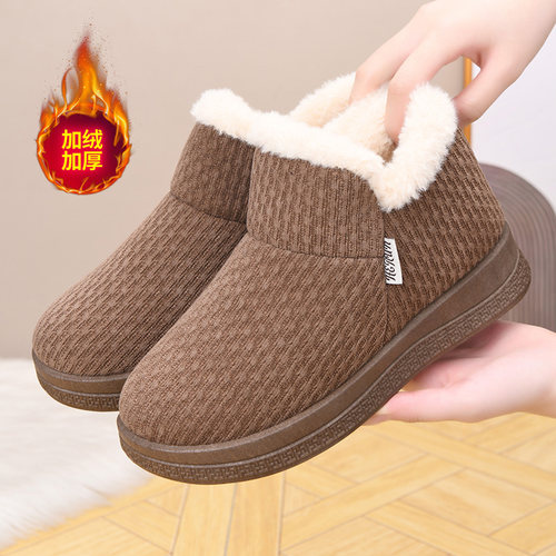 冬季新款超厚加绒舒适雪地靴一脚蹬时尚棉鞋外穿妈妈棉鞋防寒保暖